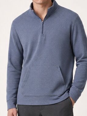 Robert Barakett Hobart Half Zip Pullover Men’s XL Blue Gray Minimalist Textured